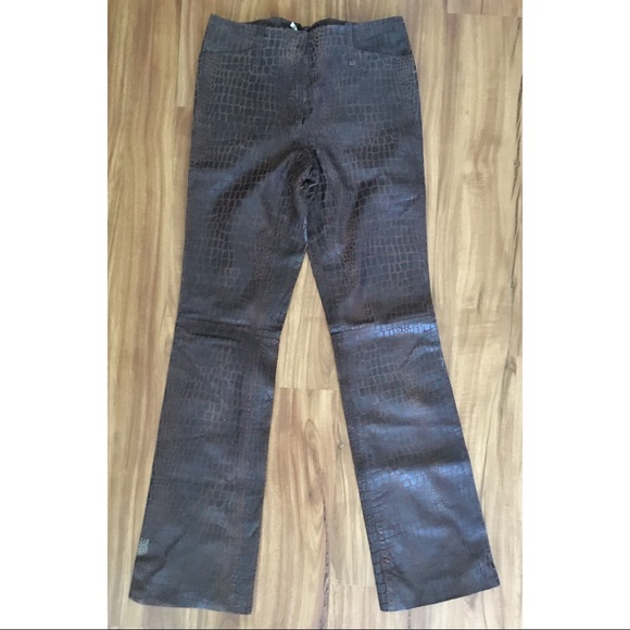 Vintage leather snake print pants